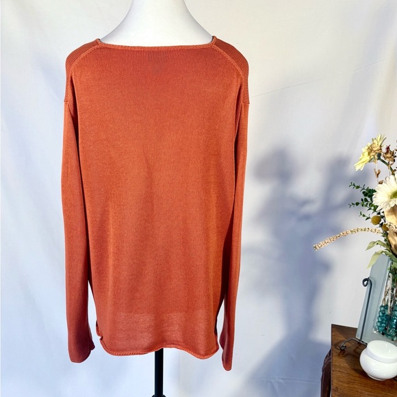 Eileen Fisher Fine Organic Cotton Cardigan ~ Burnt Coral Size 2X🧡 - Picture 5 of 9